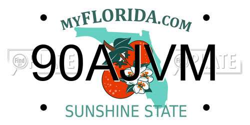 90AJVM Florida License Plate
