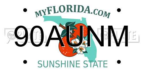 90AUNM Florida License Plate