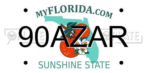 90AZAR Florida License Plate