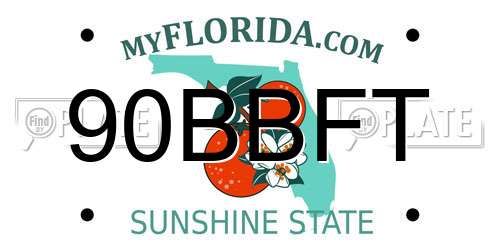 90BBFT Florida License Plate