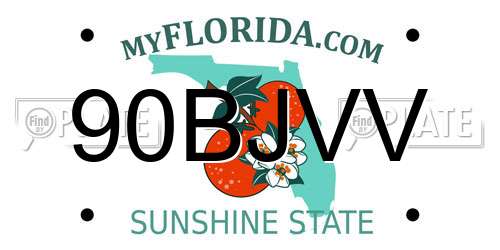 90BJVV Florida License Plate