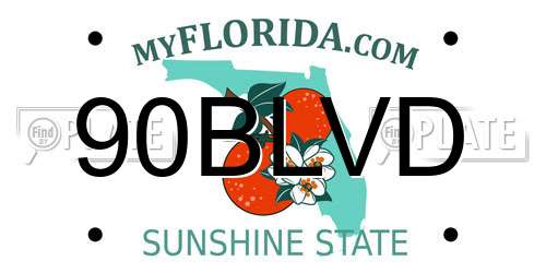 90BLVD Florida License Plate