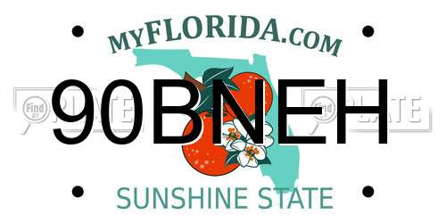 90BNEH Florida License Plate