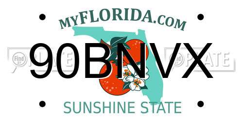 90BNVX Florida License Plate