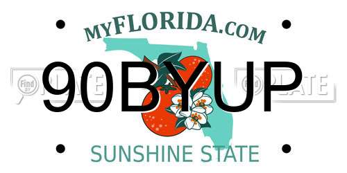 90BYUP Florida License Plate