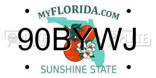 90BYWJ Florida License Plate