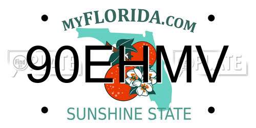 90EHMV Florida License Plate