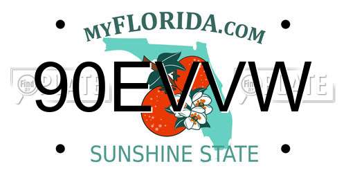 90EVVW Florida License Plate