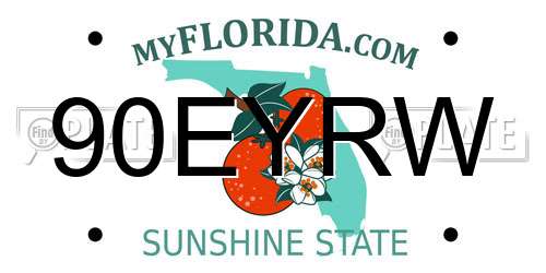 90EYRW Florida License Plate