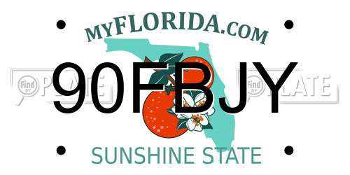 90FBJY Florida License Plate