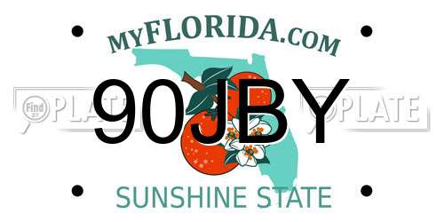 90JBY Florida License Plate