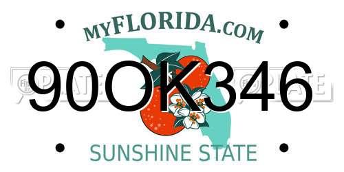 90OK346 Florida License Plate