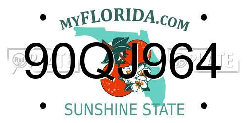 90QJ964 Florida License Plate