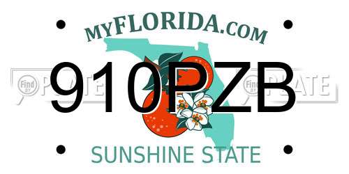 910PZB Florida License Plate