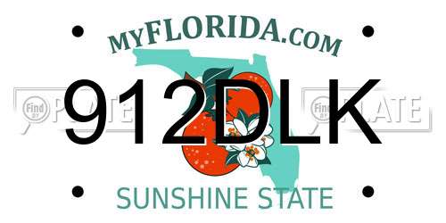 912DLK Florida License Plate