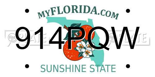 914PQW Florida License Plate