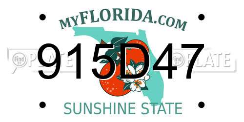 915D47 Florida License Plate