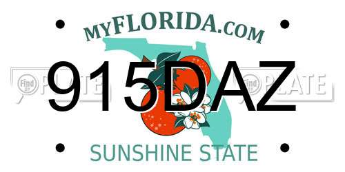 915DAZ Florida License Plate
