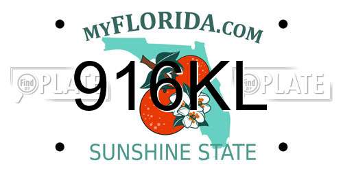 916KL Florida License Plate