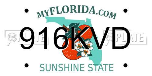 916KVD Florida License Plate