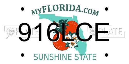 916LCE Florida License Plate