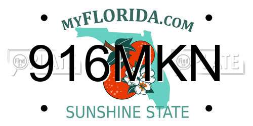 916MKN Florida License Plate