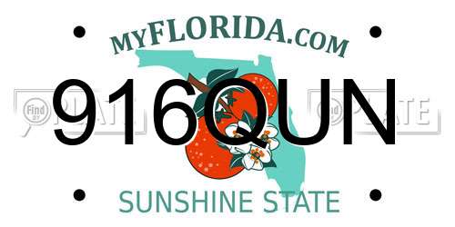 916QUN Florida License Plate