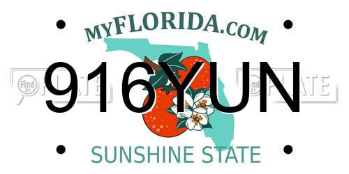 916YUN Florida License Plate