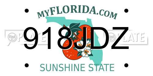 918JDZ Florida License Plate