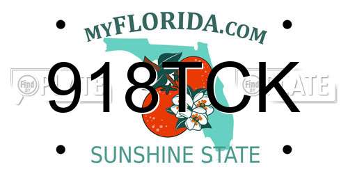 918TCK Florida License Plate