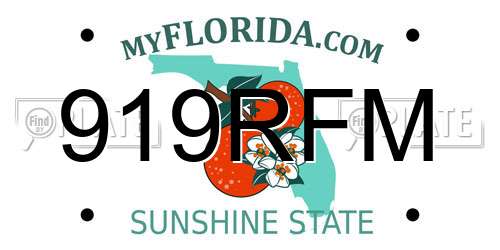 919RFM Florida License Plate