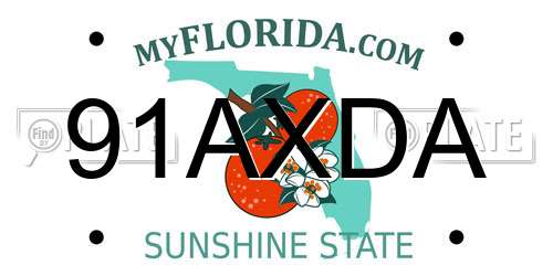 91AXDA Florida License Plate