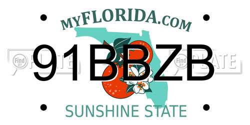 91BBZB Florida License Plate
