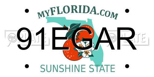 91EGAR Florida License Plate