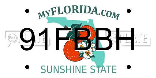 91FBBH Florida License Plate