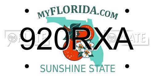 920RXA Florida License Plate