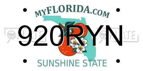920RYN Florida License Plate