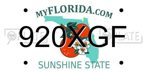 920XGF Florida License Plate