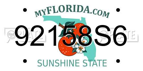 92158S6 Florida License Plate