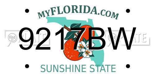 9217BW Florida License Plate