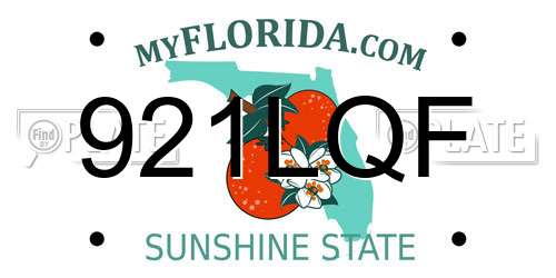 921LQF Florida License Plate