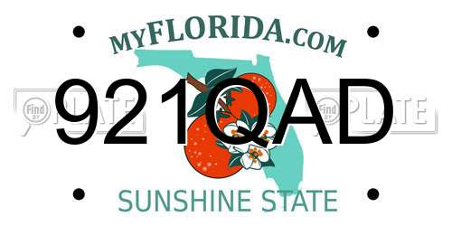 921QAD Florida License Plate