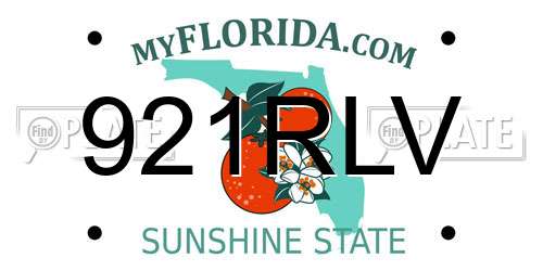 921RLV Florida License Plate