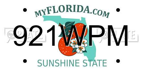 921WPM Florida License Plate