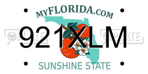 921XLM Florida License Plate