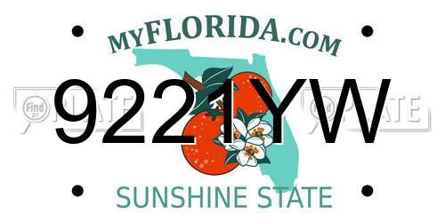 9221YW Florida License Plate