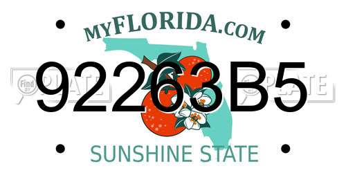 92263B5 Florida License Plate