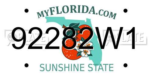 92282W1 Florida License Plate