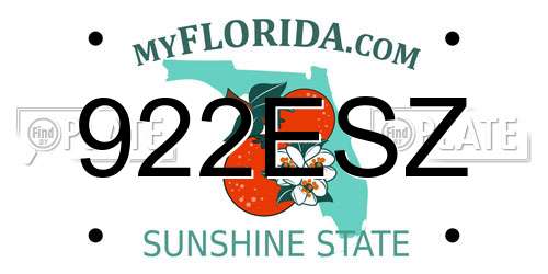 922ESZ Florida License Plate