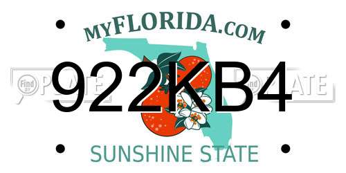922KB4 Florida License Plate